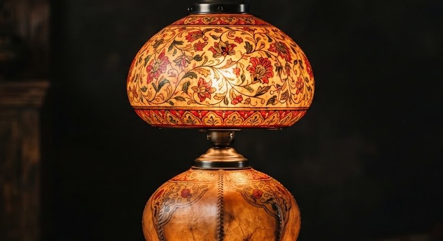 Camel-Skin Lamp — Hand-Painted — detail view