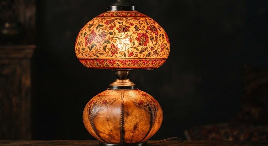 Camel-Skin Lamp — Hand-Painted — alternate view