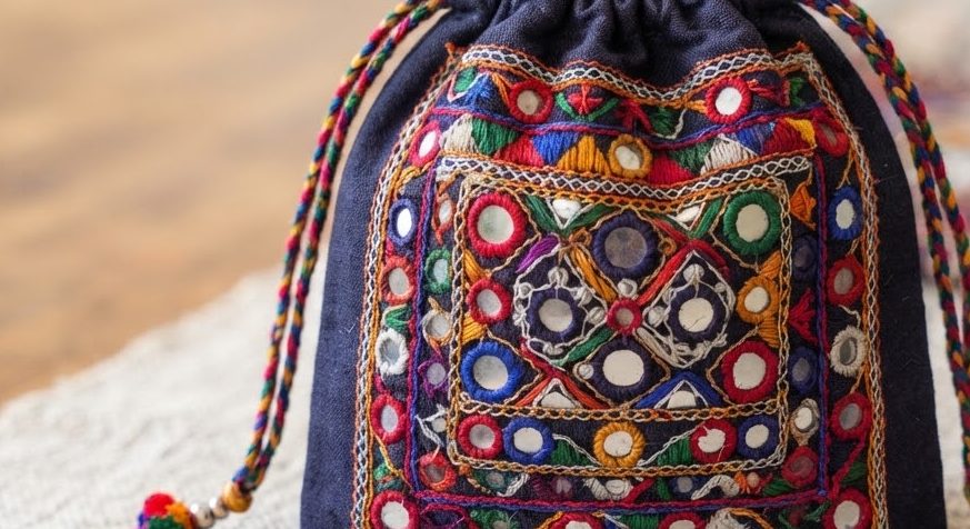 Hand-Embroidered Pouch — detail view