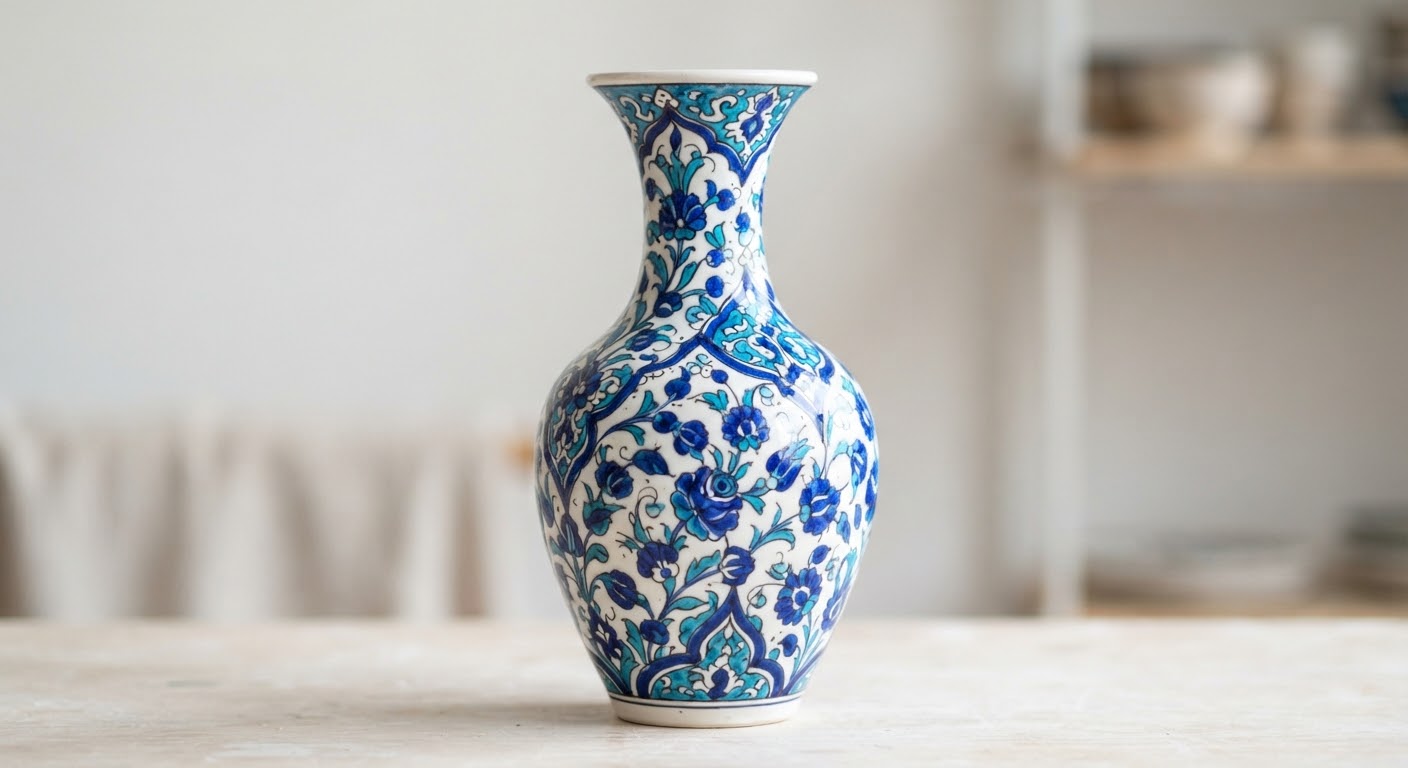 Multani Blue Pottery Vase — Kashigari Workshop, Multan
